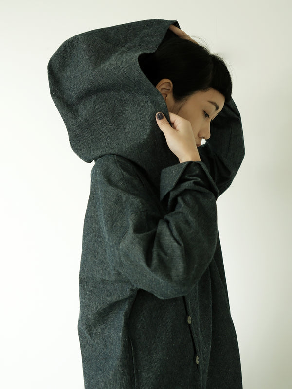 大連帽寬領風衣外套