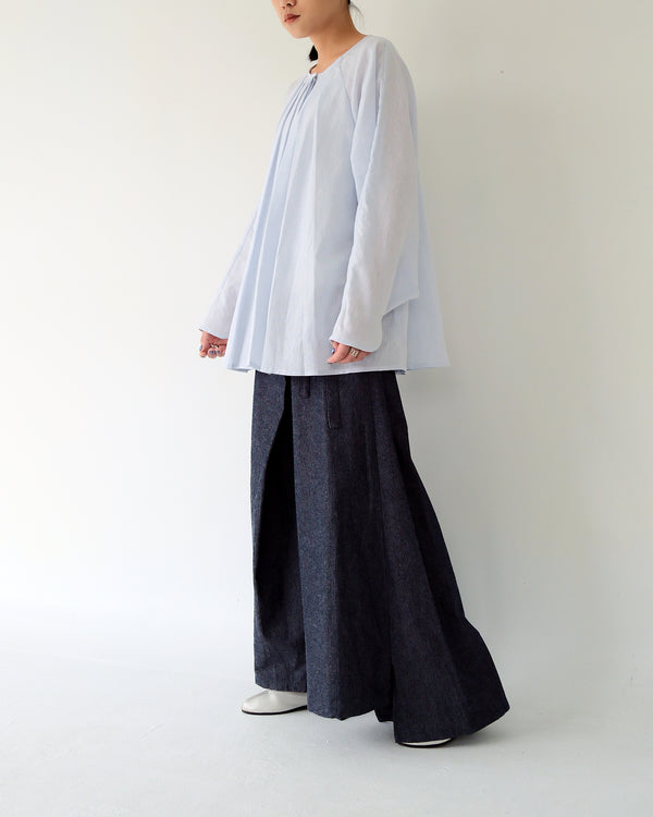 琵琶袖散狀襯衫｜淡藍