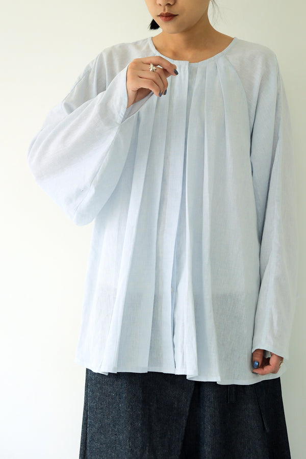 琵琶袖散狀襯衫｜淡藍