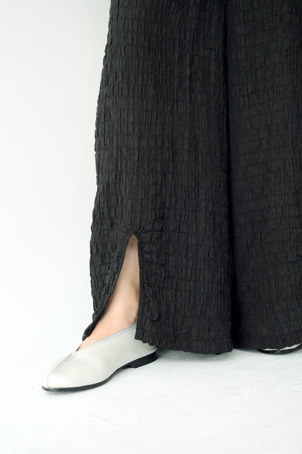 蠶絲前後開衩寬褲