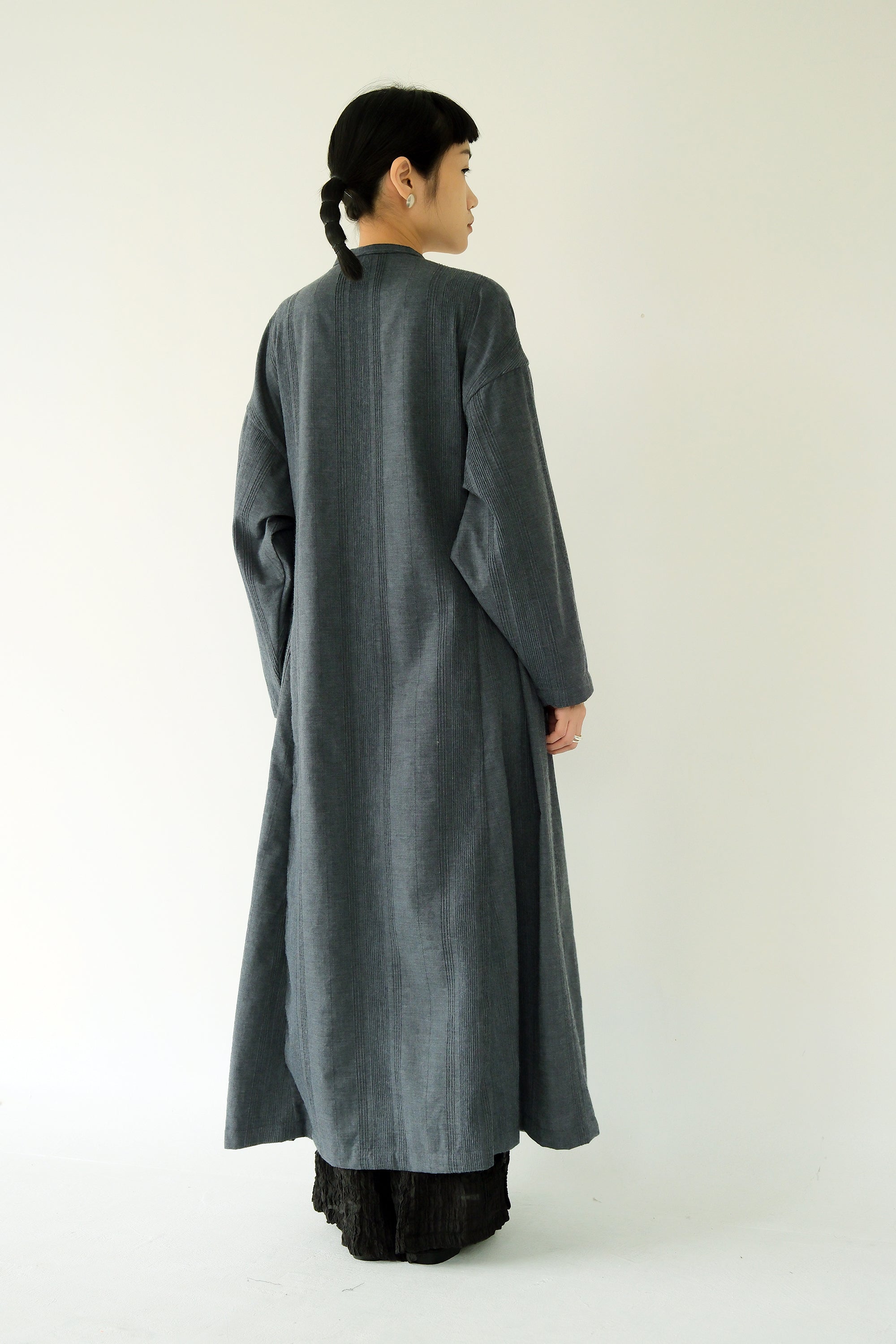 中亞開襟縮腰外套｜藍壓紋