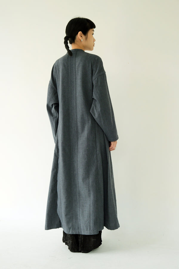 中亞開襟縮腰外套｜藍壓紋