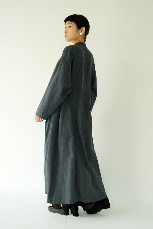 中亞開襟縮腰外套｜藍壓紋