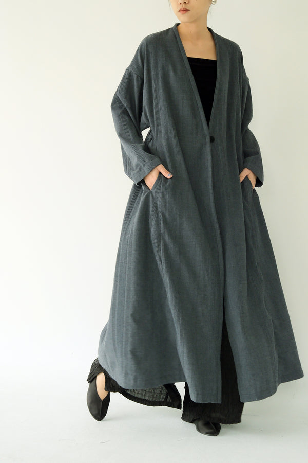 中亞開襟縮腰外套｜藍壓紋