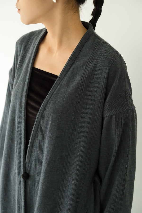 中亞開襟縮腰外套｜藍壓紋