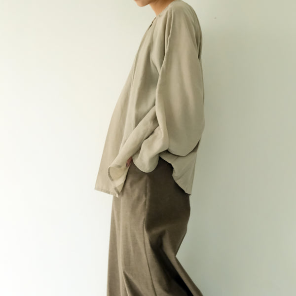 琵琶袖散狀襯衫｜米灰