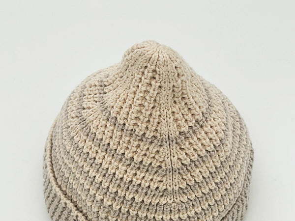 木紋漸層 淺杏色 精靈帽