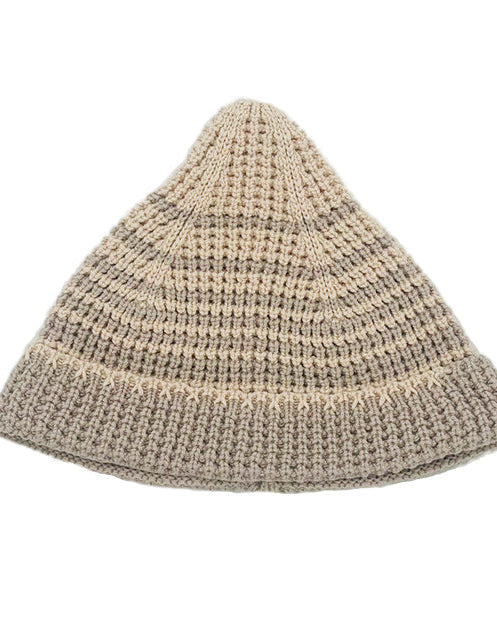 木紋漸層 淺杏色 精靈帽