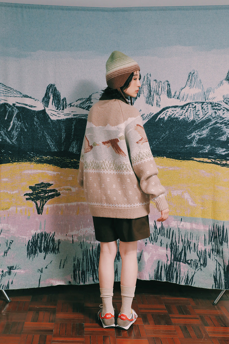 井之頭薑母 拉格蘭袖獵裝針織外套｜卡其