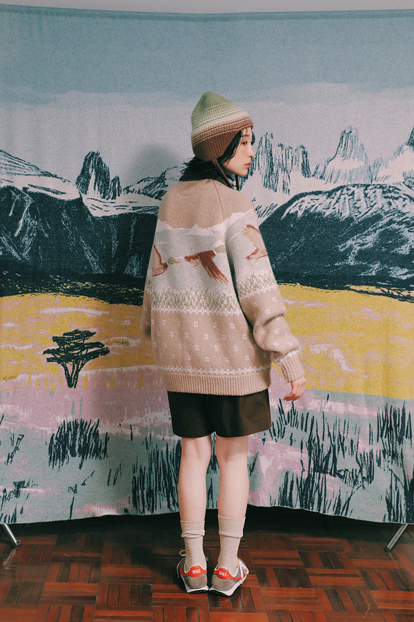 井之頭薑母 拉格蘭袖獵裝針織外套｜卡其