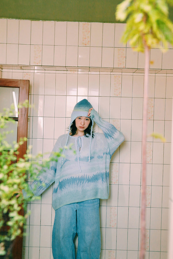 [Empty Cones 空的控] 薰衣草浪潮 綁帶飛行帽 | 漸層藍