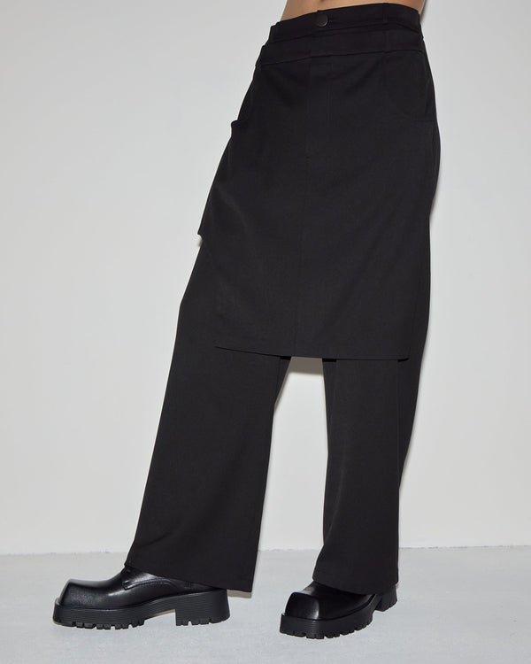 褲型飾片長褲｜黑