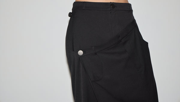 褲型飾片長褲｜黑