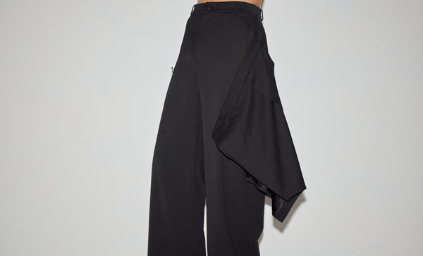 褲型飾片長褲｜黑