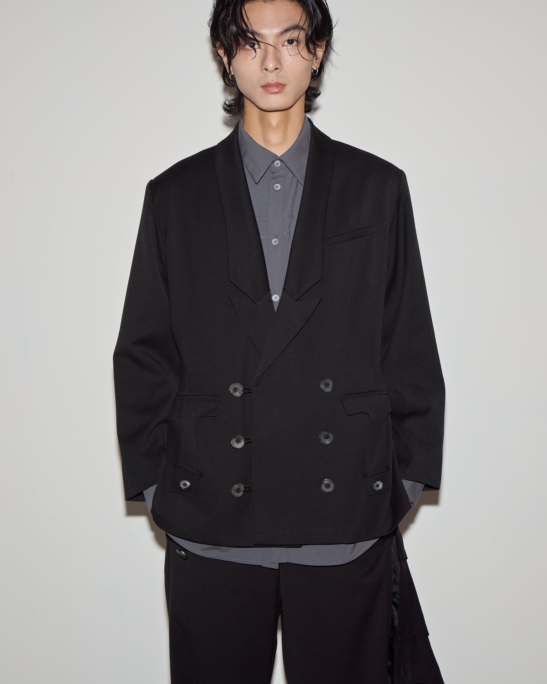 劍領雙排扣西裝外套｜黑