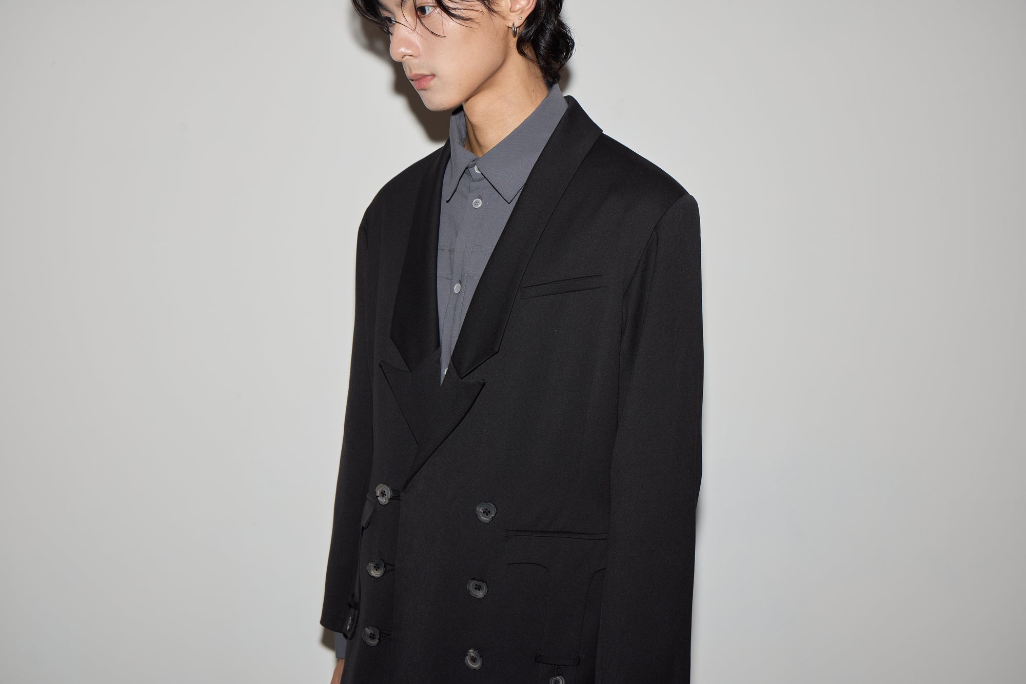劍領雙排扣西裝外套｜黑