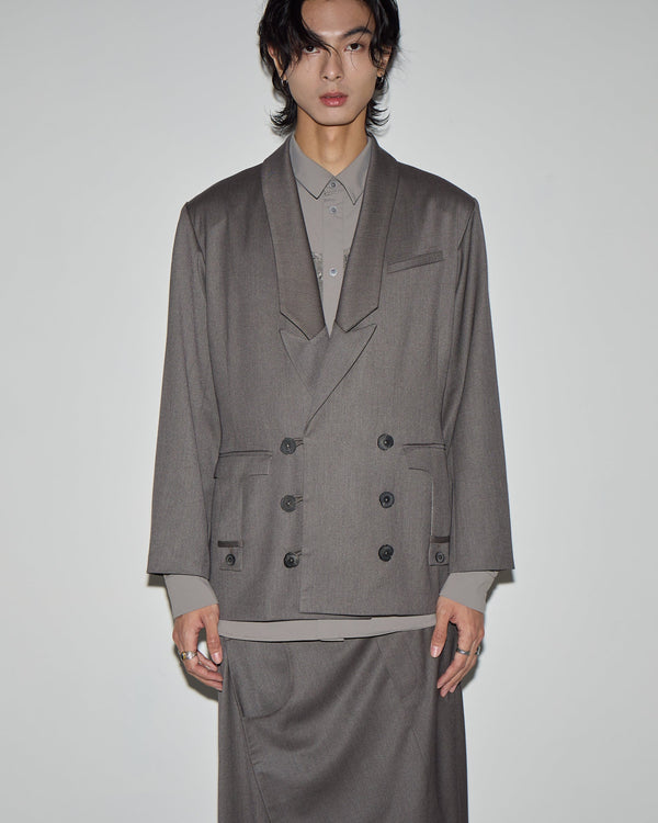 劍領雙排扣西裝外套｜灰