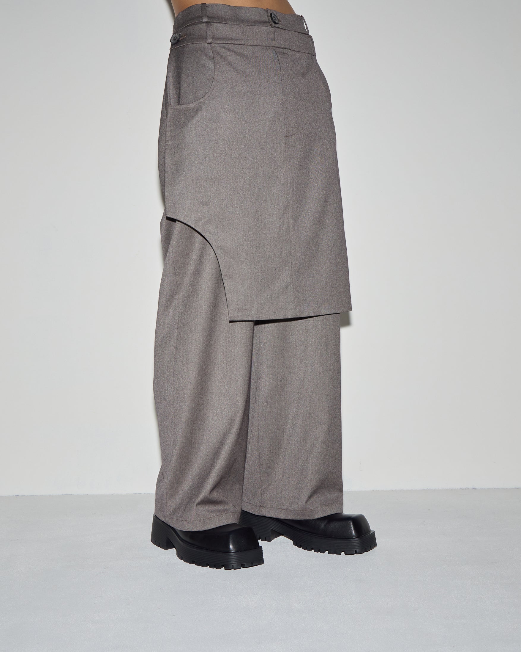 褲型飾片長褲｜灰