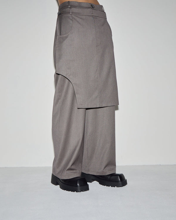 褲型飾片長褲｜灰