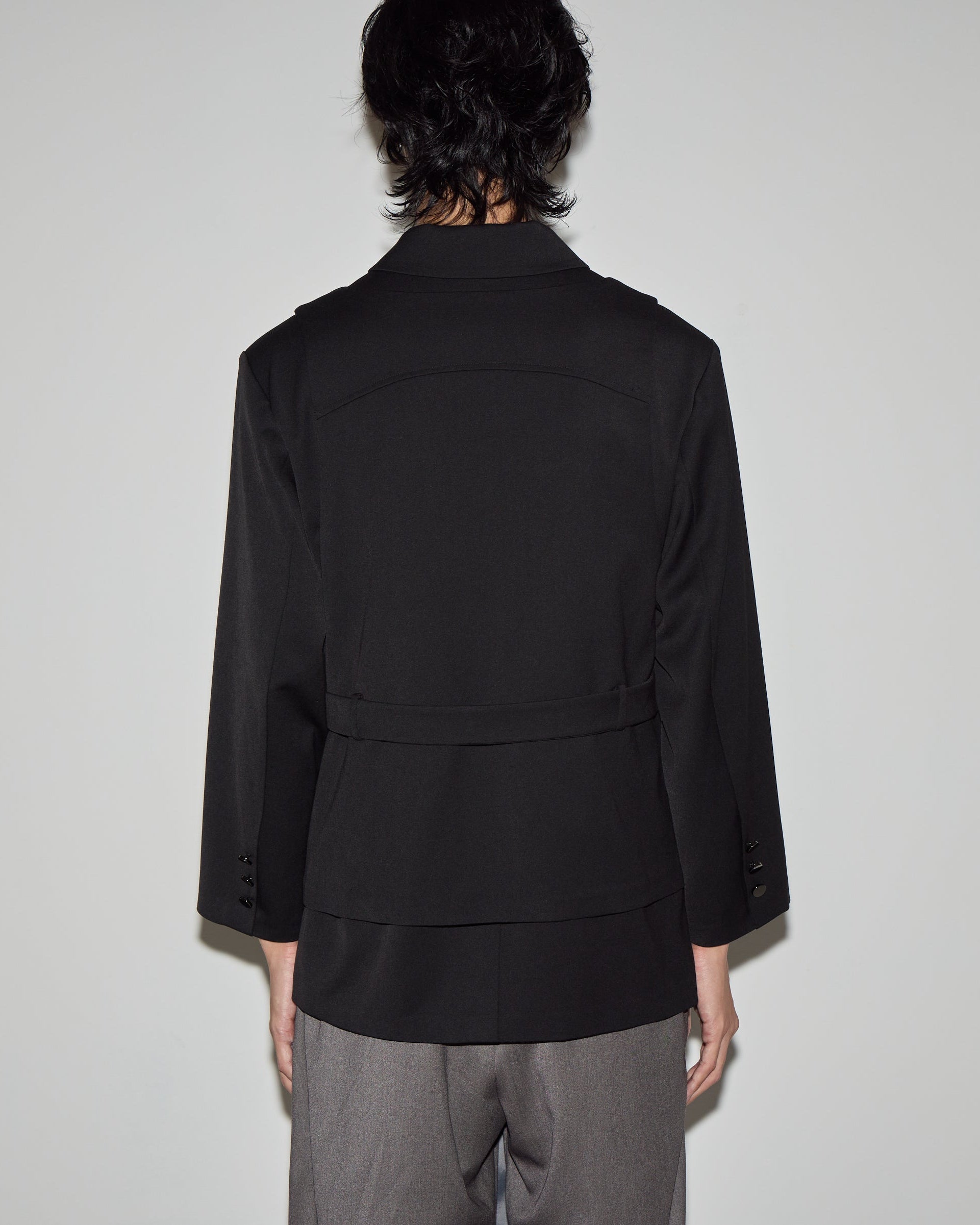 雙層背心西裝外套｜黑