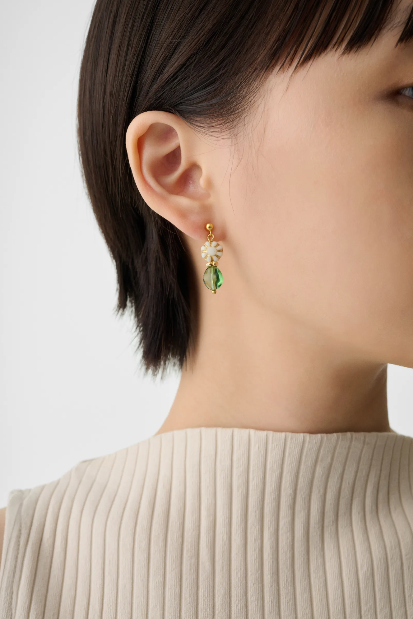 花朵擺飾・耳環 |綠