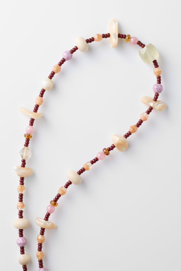 貝殼風鈴・串珠項鍊｜咖紅