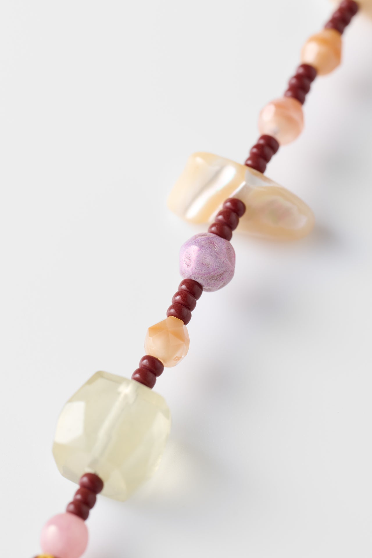 貝殼風鈴・串珠項鍊｜咖紅
