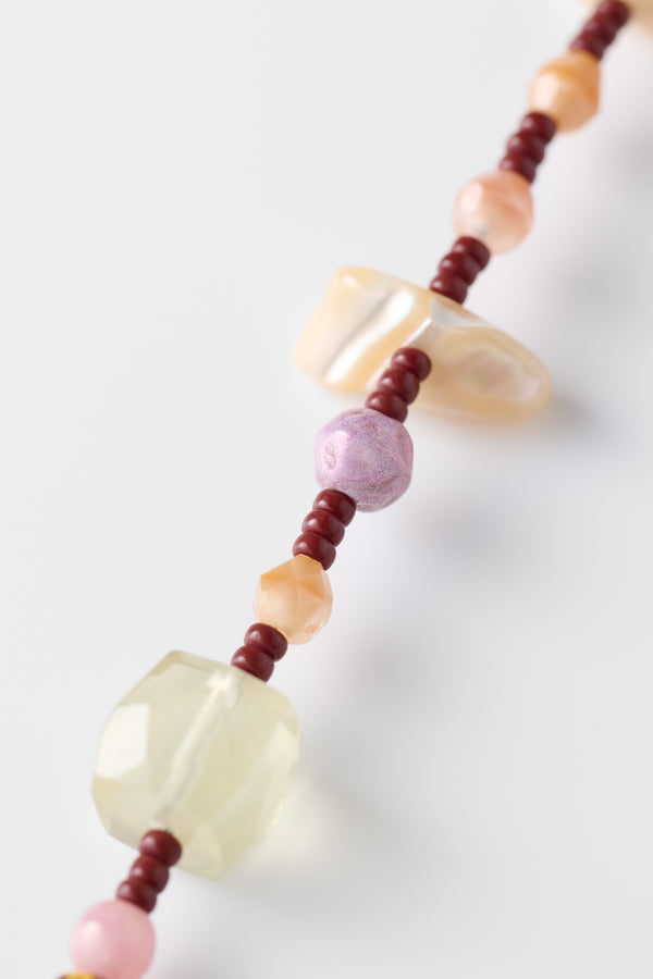 貝殼風鈴・串珠項鍊｜咖紅