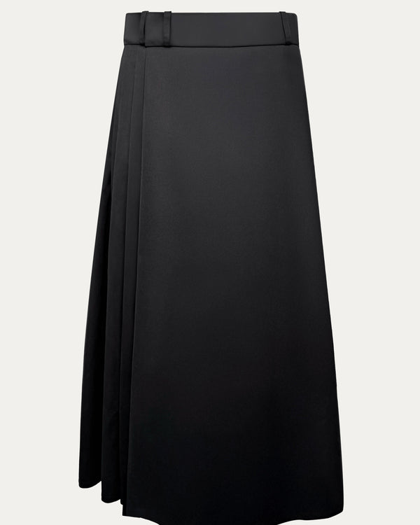 Pleated Maxi Wrap Skirt