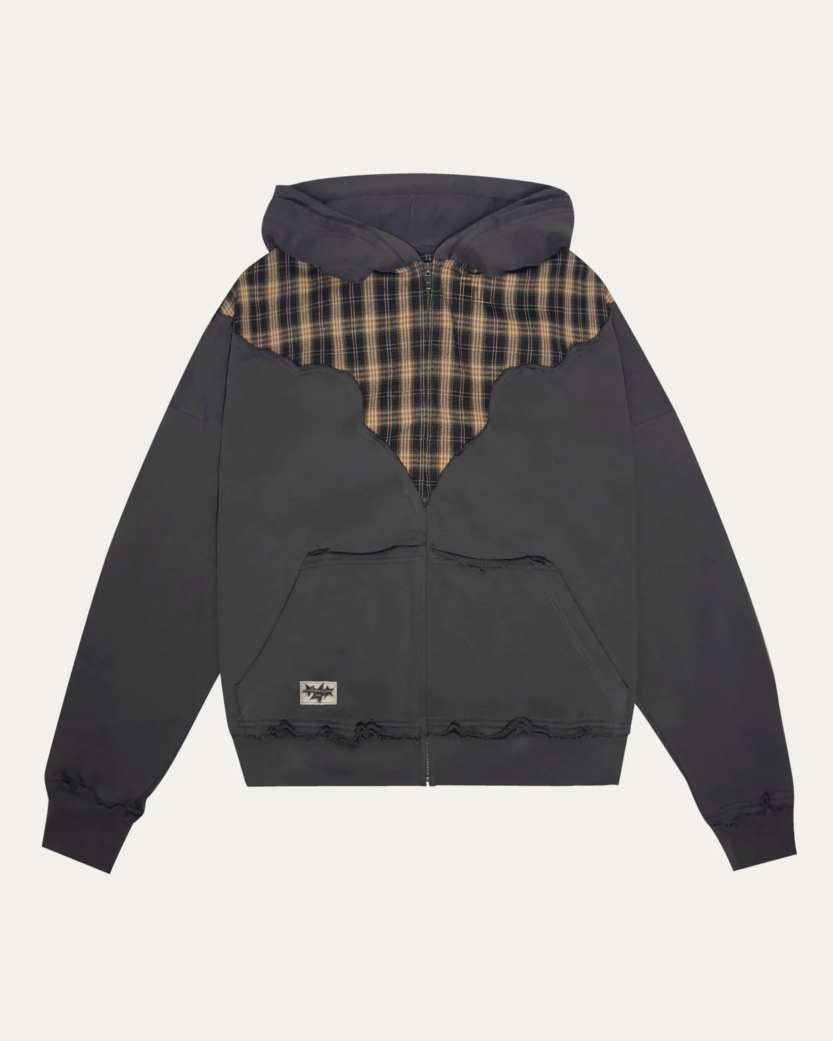 Plaid Combo Hoodie Jacket
