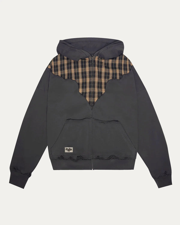 Plaid Combo Hoodie Jacket